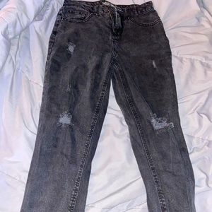 Black denim ripped jeans